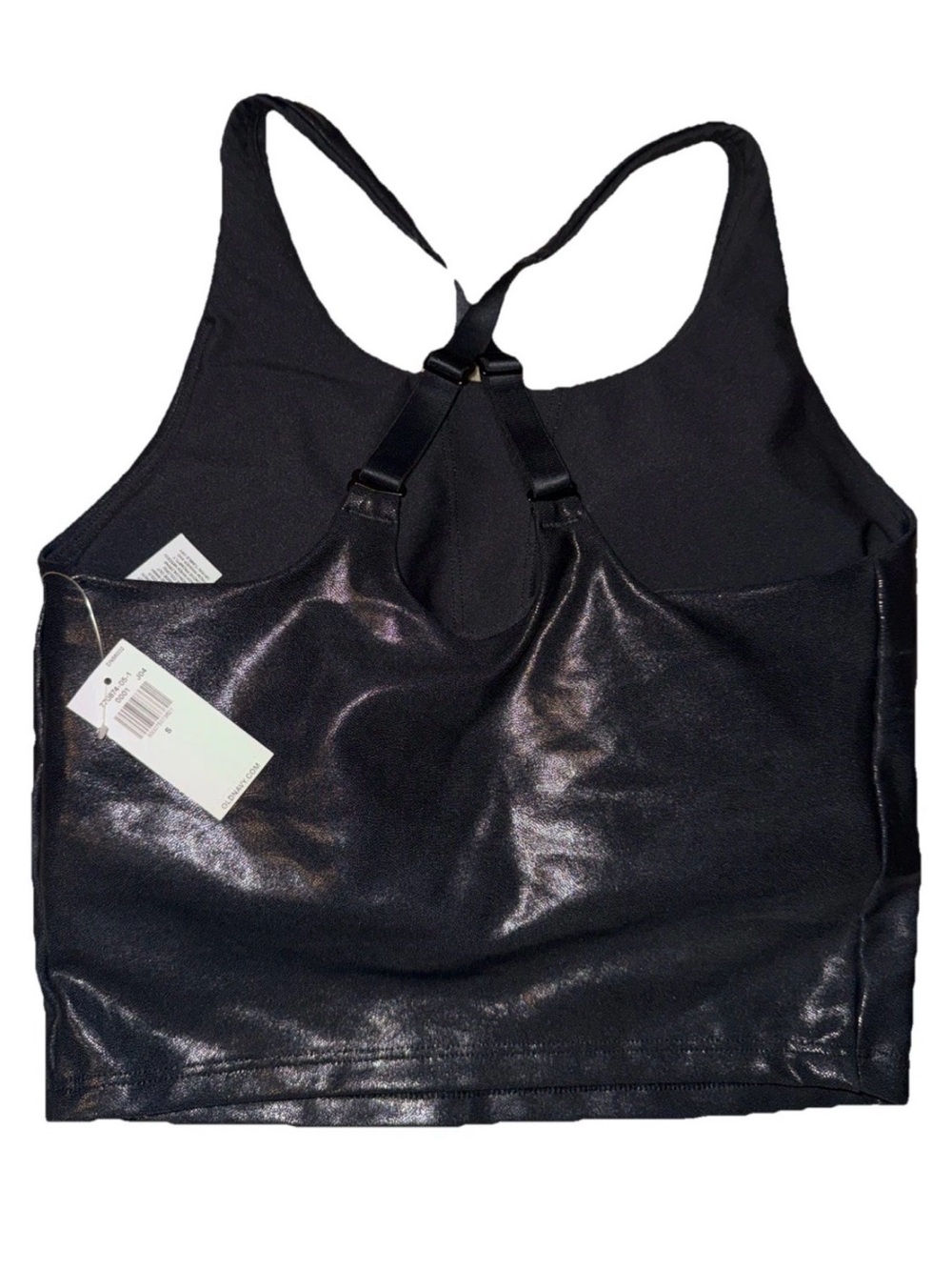 Black Shiny Racerback Crop Top and legging small